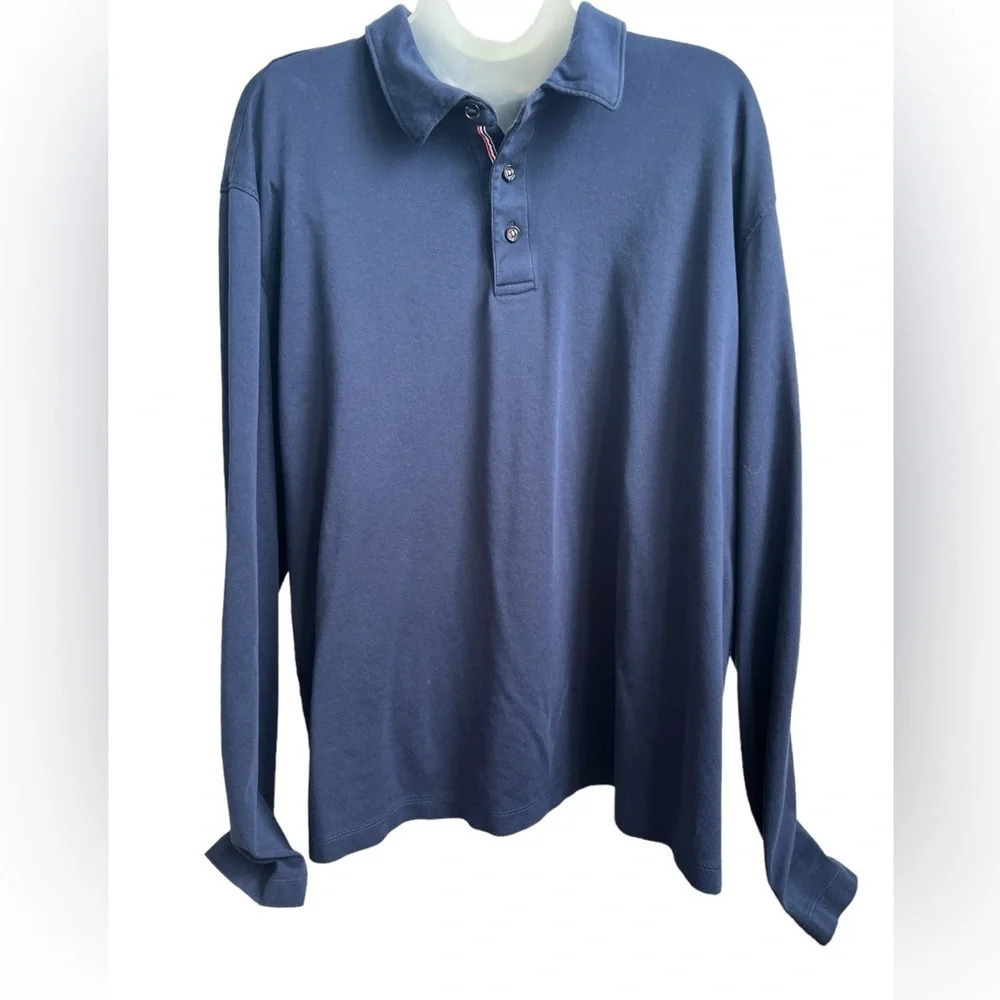 Untuckit Wrinkle-Free Long-Sleeve Damaschino Polo Navy, Size XL - Picture 2 of 7